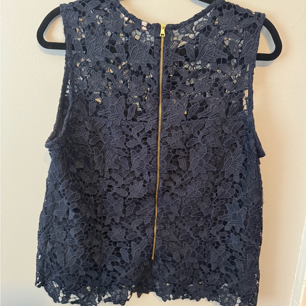 Nanette Lepore Navy Lace Blouse - Picture 3 of 4
